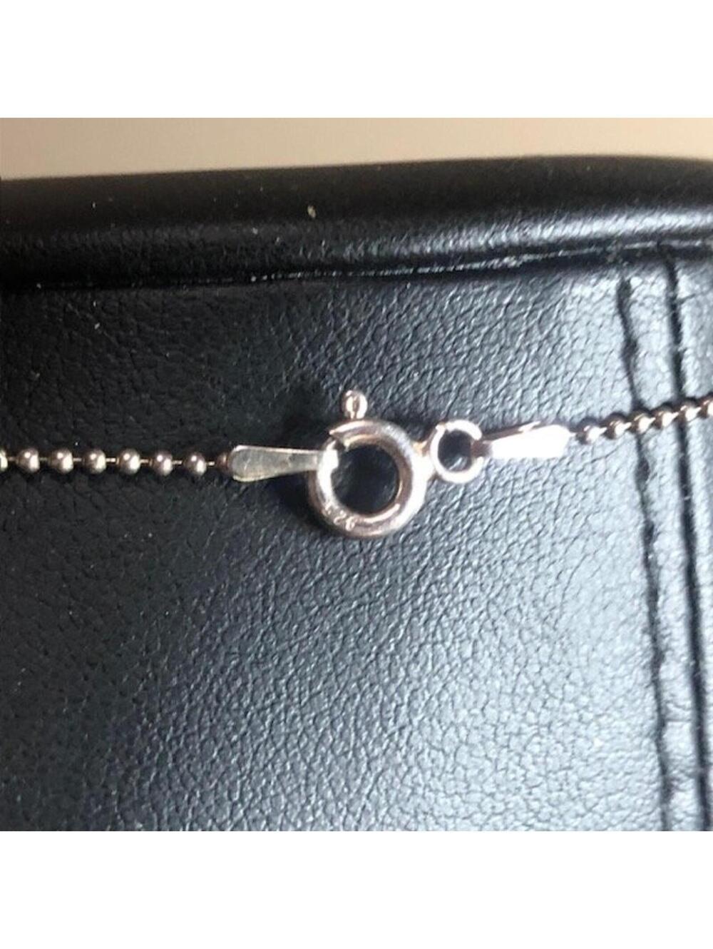 B1836 Sterling Silver Blue Crystal Heart Pendant Necklace Ball chain 17" 7g - Picture 3 of 3